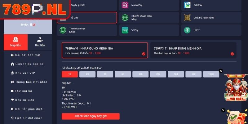 Giao dịch nhanh bằng thẻ cào