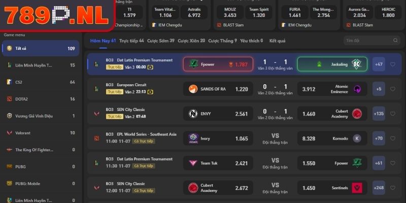 Sảnh Saba 789P - Khai Phá Sức Mạnh Cá Cược Thể Thao Online 2 Esports trong sảnh SABA 789P